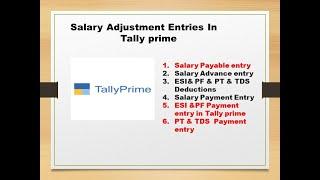 Salary Payable entry in Tally prime |salary Payment entry ,ESI, PF,PT Payment entries in Tally prime