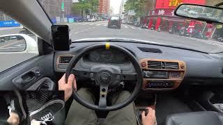 POV Manual Car Commuting in Traffic with Pedal Cam ASMR | HONDA Civic