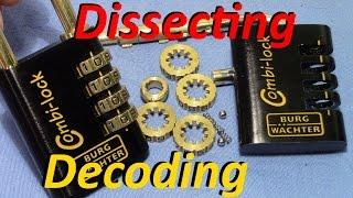 (picking 351) Burg Wächter 4 wheel combination padlock dissected & decoded - false gates defeated