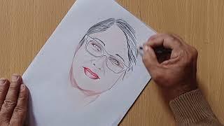 how to draw adi faryal talpur drawing Khaliq Khan art channel 20k