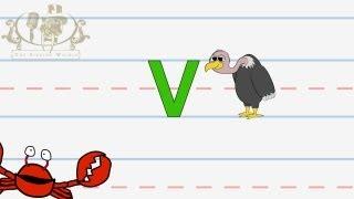 Write the letter V | Alphabet Writing lesson for children | The Singing Walrus