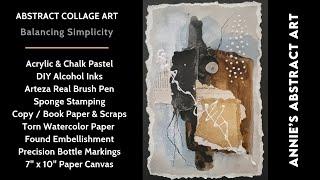 Organic Abstract Collage Art With Layers of Torn Paper and Alcohol Inks