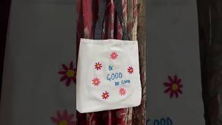 Embroidery on tote bag #handembroidery #youtubeshorts #shorts