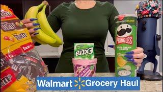 ASMR Gum Chewing Walmart Grocery Haul | Whispered