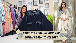 Daily Wear Cotton Suits for Summer 2024: Cotton Anarkali Dresses, Straight Kurti Designs
