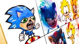 Drawing Sonic & Shadow Movie VS Cartoon - Sonic The Hedgehog Movie 3