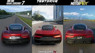 GT7 vs TDU Solar Crown vs The Crew Motorfest - Maserati MC20 Sound Comparison