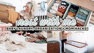 NEST WITH ME IN THE NURSERY! / Mom Hacks, Baby Laundry & Organization! / 8 Months Pregnant
