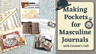 Three Pockets for Masculine Themed Journals | Build Your Stash | Craft Along | Junk Journal Ideas