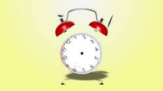 Animation of a red dancing alarm clock.