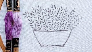 VERY VERY EASY FLOWER BASKET EMBROIDERY DESIGN FOR BEGINNERS/Simple embroidery