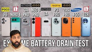 Nothing Phone 3A Pro, 3A, Nord 4, 12R, Vivo T3 Pro, Realme P3 Pro, Neo 9 Pro Battery Drain Test