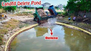 Excellent Processing Landfill Delete Pond by Komatsu Dozer D20 push soil on Residential land