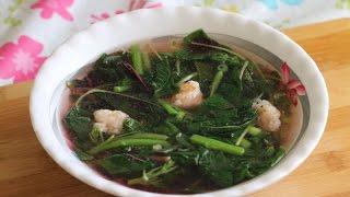 Canh Rau Den (Chinese Red Spinach Shrimp Soup) Healthy Recipe