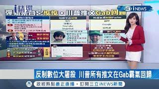 不怕四大社群封殺 川普所有推文在Gab霸氣回歸 Gab執行長托爾巴"反制數位大屠殺"｜主播 周瑜茹｜【國際局勢。先知道】20210115｜三立iNEWS