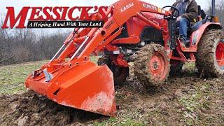 Stuck? Get your tractor out of the mud using your loader bucket.