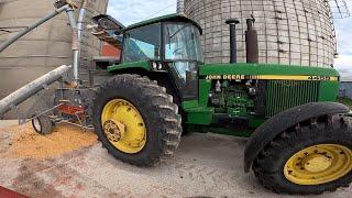 Dual Snaps off combine, and John Deere 4455 Filling Silo