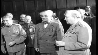 Interiors of Cecilienhof Palace showing Harry S Truman, Winston Churchill and Jos...HD Stock Footage