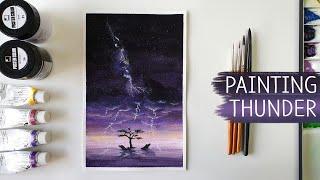 Easy Watercolor Painting / Thunder Painting / Lightning On The Lake / #34