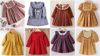 Cotton Winter Printed Frock Design 2024 For Baby Girl/new 2024 dress designs for little girls/Frock