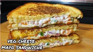 Veg Cheese Mayonnaise Sandwich | Easy And Quick Sandwich Recipe