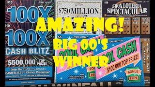 AMAZING! COUPLE BIG 00s WINNERCASH BLITZ, WINNER'S CIRCLE, COOL CASH - Texas Lottery Scratch Offs