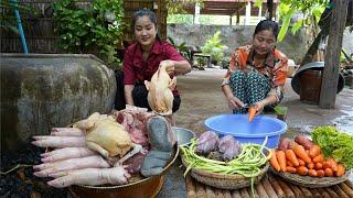 Countryside Life TV: Mother and daughter collect free vegetable around home and cooking