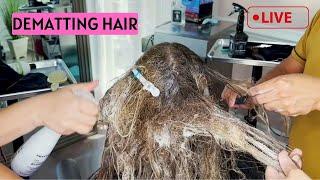 LIVE Detangling Matted hair - DAY 1