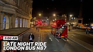 5:00 AM  LONDON Bus Ride from Central London to southwest London -  Route N87 - Aldwych to Kingston