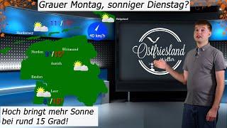 Montag letzter Regen, danach sonniger bei rund 15 Grad! Wetterbericht für Ostfriesland und die Küste