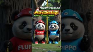 Treehouse Building!  Fluffy & Pippo Panda Adventures #panda #animation #shorts #treehouse