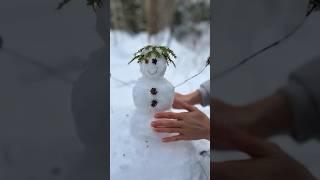 Making a cute Snowman in the Forest  #shorts  #snowman #winter #snowtime #cute