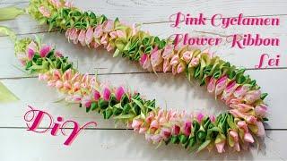 How To Make This Beautiful Pink Cyclamen Flower Ribbon Lei