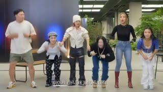 Aiki, Rihey, Lip J, Harimu, Lee Eunji and Kim Yong Myung do a jumping dance together (100DACERS)