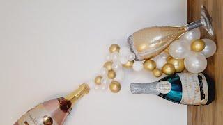 Champagne balloon garland II How to II Champagne Bottle & Bubble balloon