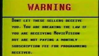 MovieVision pay channel piracy warning and movie intro 1982