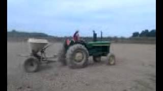 john deere 1020 and vicon spreader planting buckwheat