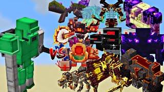 Epic Minecraft fight:Minigun golem's vs all cataclysm mobs fight! #minecraft #gaming