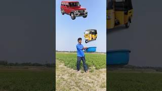 June 4, 2023 Auto Rickshaw, Bolero, Bus & Dumper Car Catching vs Cycle - Funny vfx