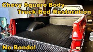 Truck Bed Restoration:1973-1987 Chevy K10 / C10 Squarebody Dent Repair & Spray Truck Bed Coating