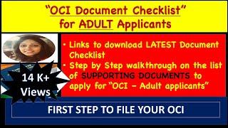 OCI Documents required for ADULT | Supporting Documents for OCI | New process | Latest JAN 2023