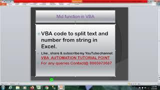 VBA code to split text and number from the string in Excel (Mid function)