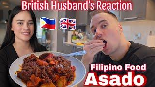 My British Husband's Reaction to my Authentic Filipino Beef Asado |  | British Filipina Life in UK!