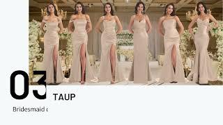 Gold, Champagne, Marigold, Ivory, Taupe Satin Bridesmaid Dresses