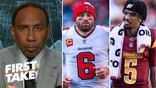 FIRST TAKE | I'm taking Jayden Daniels over Baker! - Stephen A. on NFC Wild Card: Commanders vs Bucs