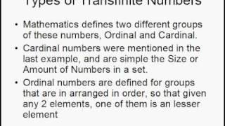 Transfinite numbers A Presentation