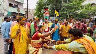 Bowenpally Venu Gopal and Gayatri bonam dance at Balkampet Yellamma kalyanam 2024