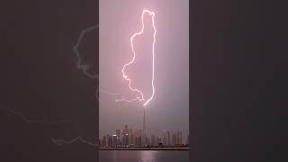 La ilaha il lalllah ️ That's the map of Palestine , when lightning hit the Burj Khalifa #shorts