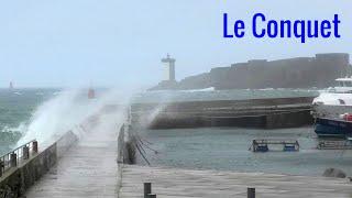 Sturm und Seegang am Hafen Le Conquet, Bretagne * Storm at the harbour, Brittany