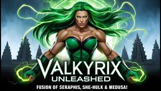 “Valkyrix Unleashed: Fusion of Seraphis, She Hulk & Medusa!”